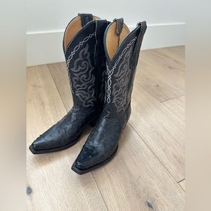 Black Ostrich Cowboy Boots